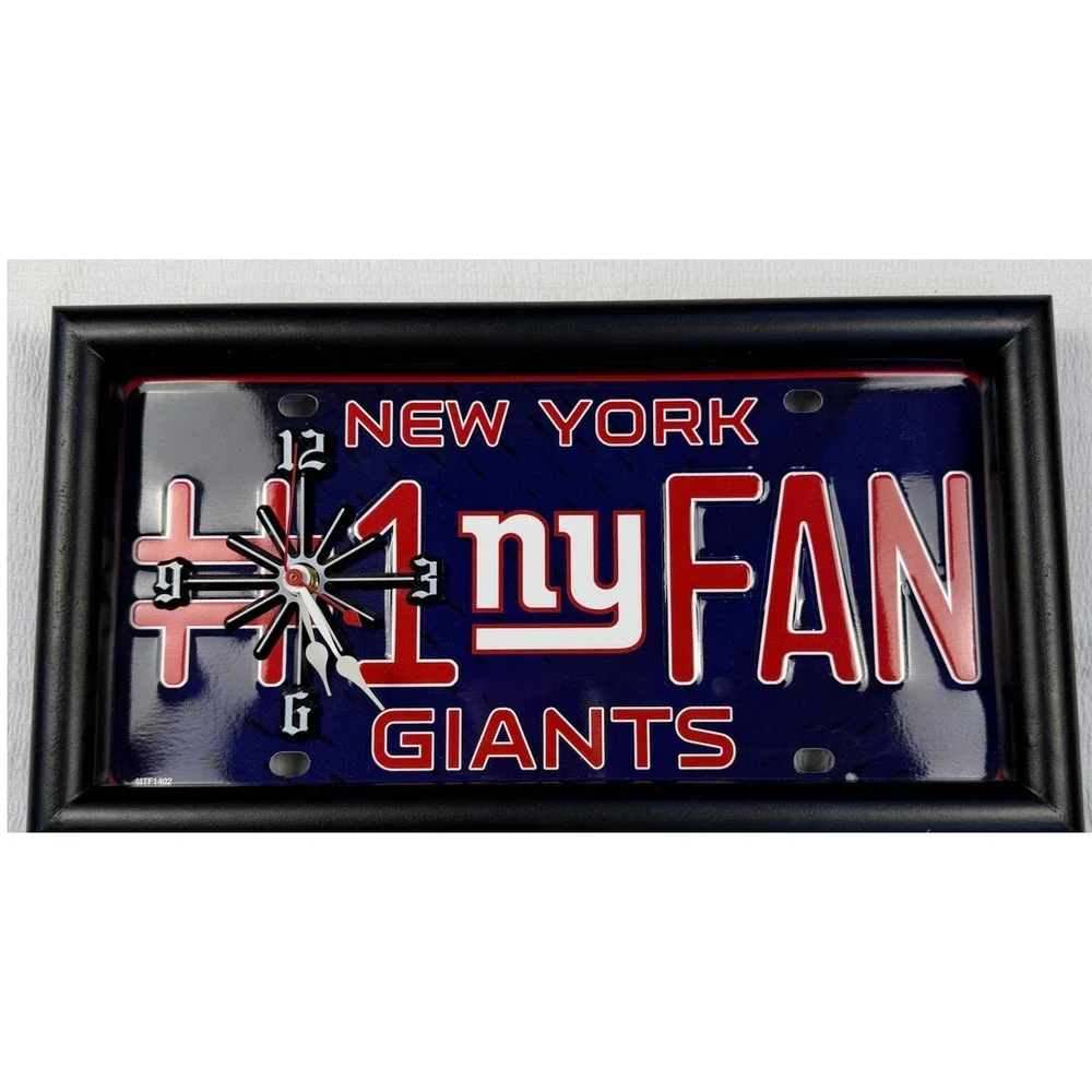 New York Giants NFL‎ License Plate Clock Wall Decor Fan Gift Big Blue Man Cave